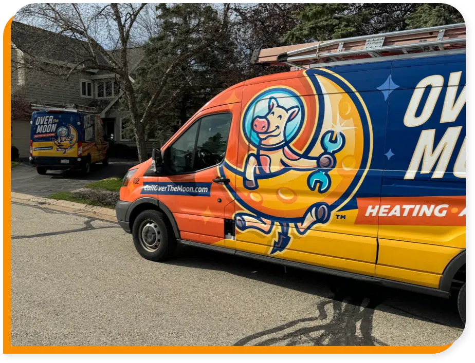 Over the Moon Heating, Air & Electrical van in Brookfield