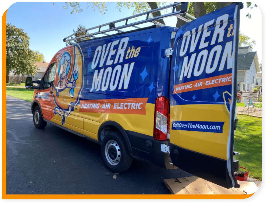Over the Moon Heating, Air & Electrical van in Brookfield