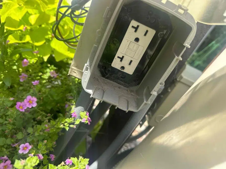 Outside electrical outlet in Brookfield.