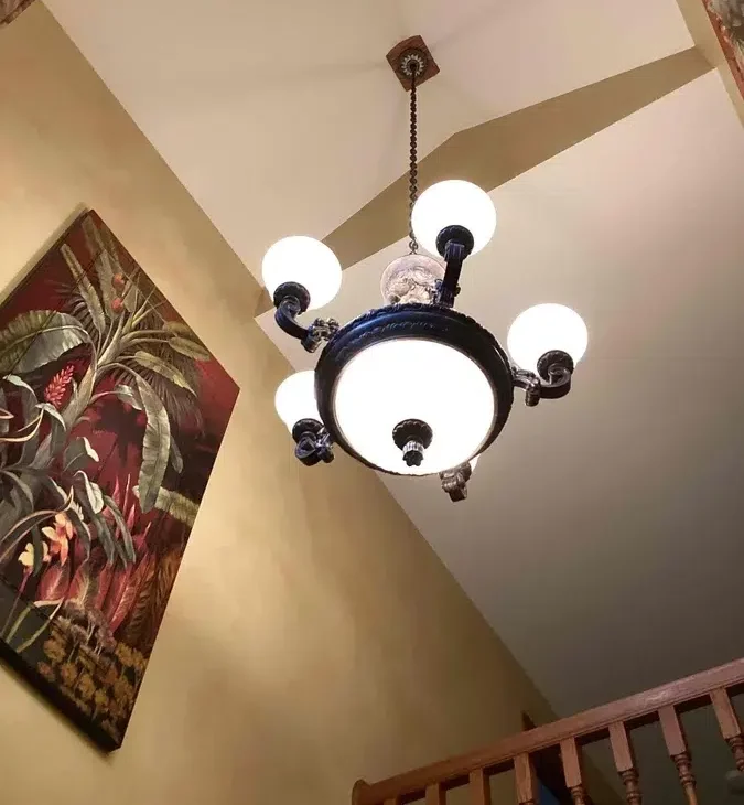 Indoor lighting chandelier in front entryway in Brookfield